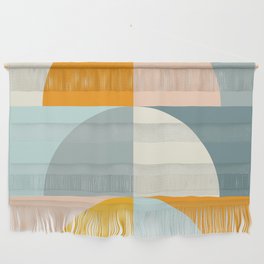Summer Evening Geometric Shapes in Soft Blue and Orange Wall Hanging