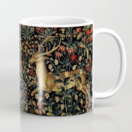 Medieval Unicorn Midnight Floral Garden Coffee Mug | In, Painting, Fairy, Magical, Animal, Unicorn, Mythical, Garden, Midnightfloral, The 
