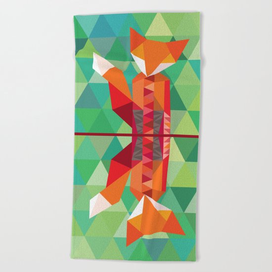 Fox in the woods Beach Towel