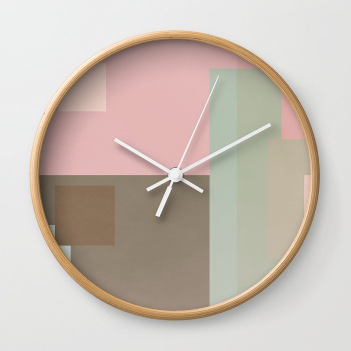 Muted pastell pink and brown  Wall Clock