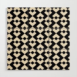 Black and White Abstract Retro Pattern Wood Wall Art
