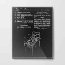 Pinball Machine Patent - Black Metal Print | Patentart, Vintage, Black and White, Pinball, Arcadegame, Patentprint, Game, Arcade, Patent, Homedecor 
