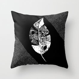 Black And White Leaf Throw Pillow