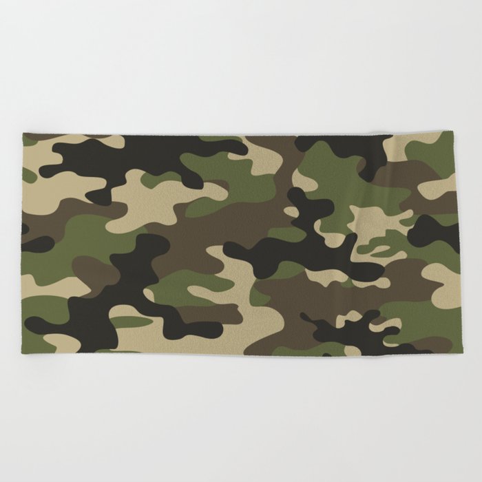 vintage military camouflage Beach Towel