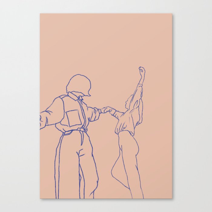 girls dancing line art Canvas Print