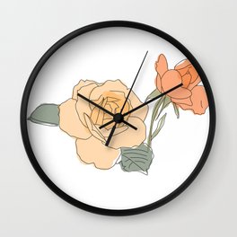 Handdrawn Roses Wall Clock