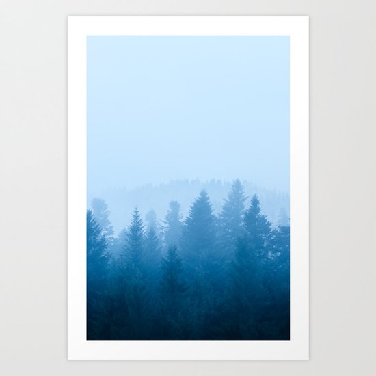 Fog over forest Art Print