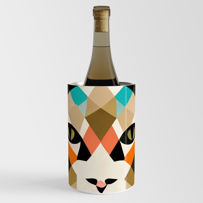 Geometric Cat Portrait Wine Chiller