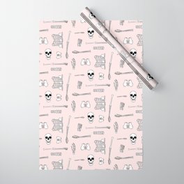 Skeleton Parts Repeat Pink Wrapping Paper