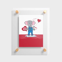 Sweet Cartoon Elephant Spreading Some Love Floating Acrylic Print