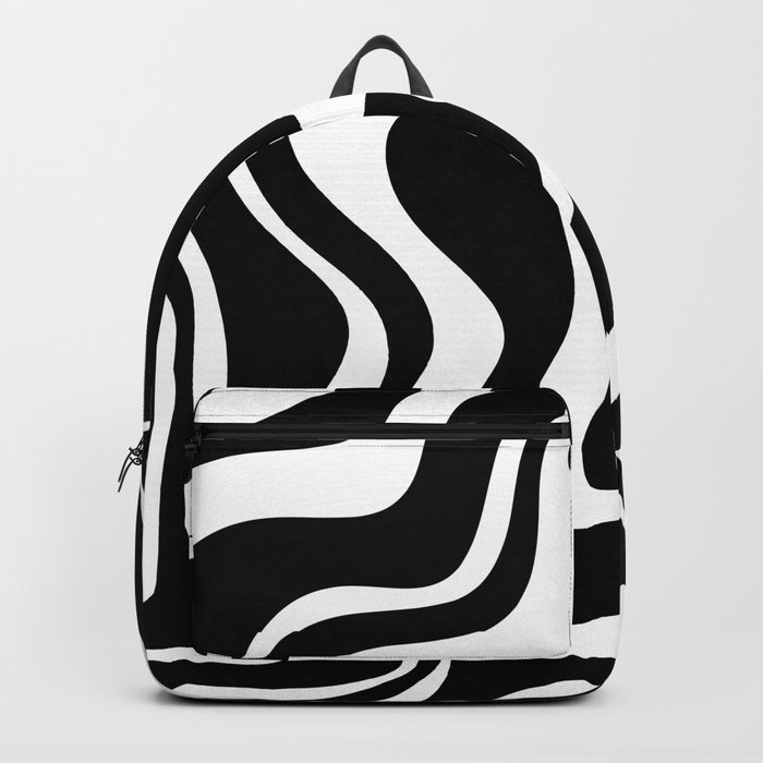 Liquid Swirl Abstract Pattern in Black and White Backpack