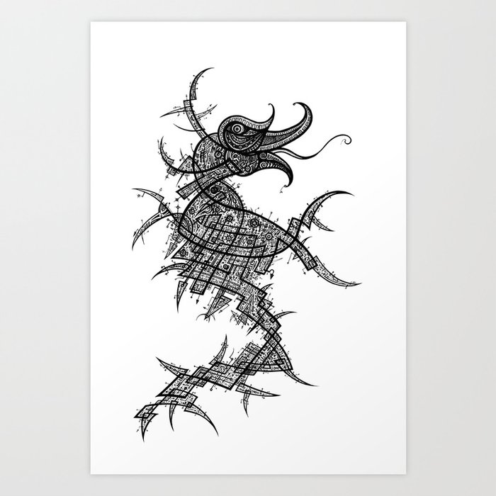 Seahorse Neuro-Skeletal Matrix Art Print