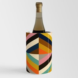 Mid Century Geometric Pattern Technicolor Diamond  Wine Chiller
