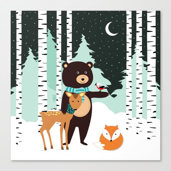 Friends in winter Canvas Print