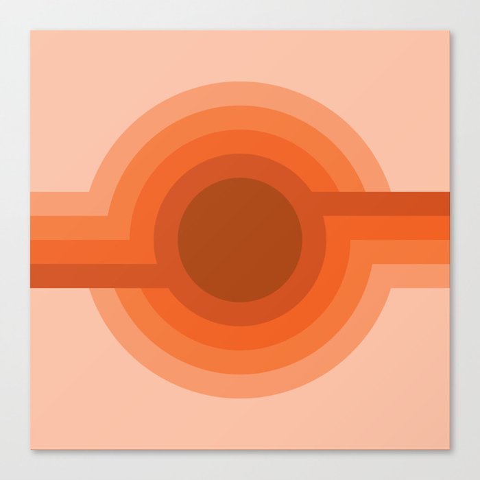 Sunspot - Red Rock Leinwanddruck | Graphic-design, Sonne, Mond, Retro, Stripes, 70s, 1970s, Seventies, Vintage, Orange