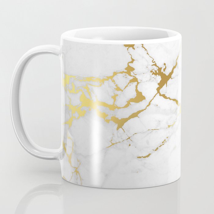 White Gold Marble Coffee Mug By Printapix Society6