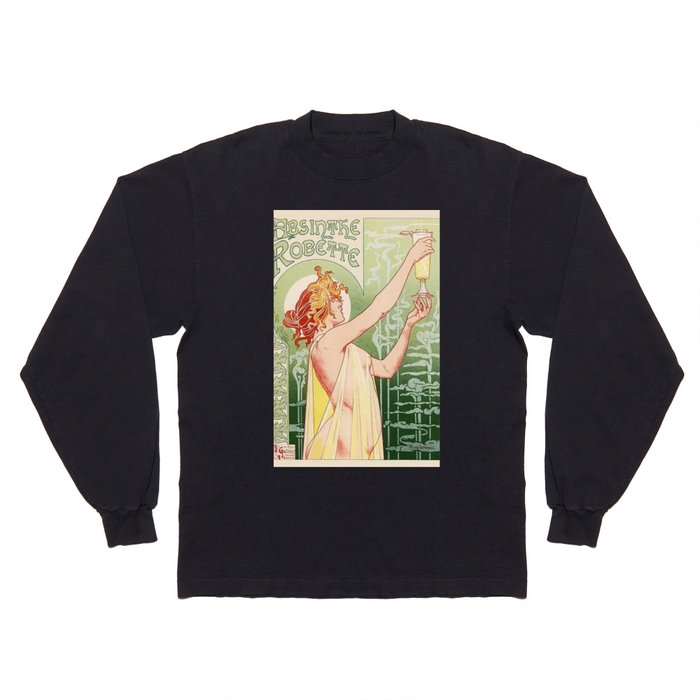 Absinthe Robette Vintage Advertising Woman Girl Long Sleeve T Shirt