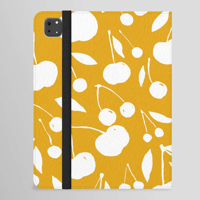 Cherries pattern - yellow ochre iPad Folio Case