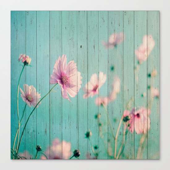 Sweet Flowers on Wood 07 Canvas Print