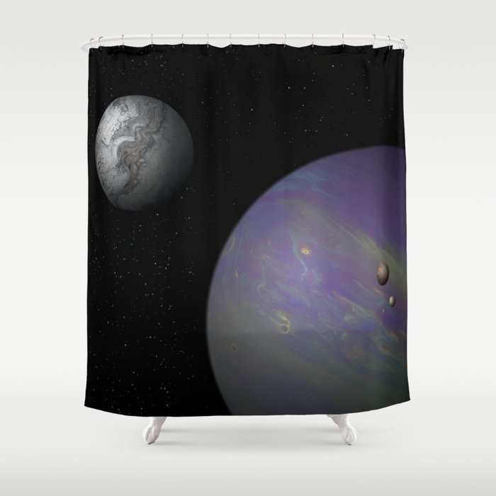Hot Jupiter with Moons Shower Curtain