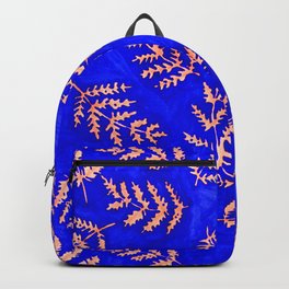 Royal Blue and Peach Fern Print Backpack