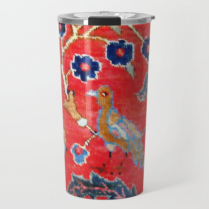 Antique Persian Tabriz Carpet Print With Bird Travel Mug