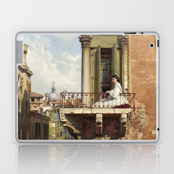 Ludwig Passini - Anna Passini on the balcony of the Palazzo Priuli in Venice Laptop & iPad Skin