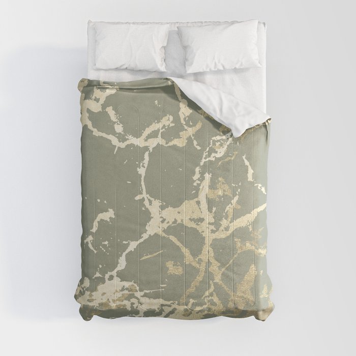 Kintsugi Ceramic Gold on Green Tea Comforter