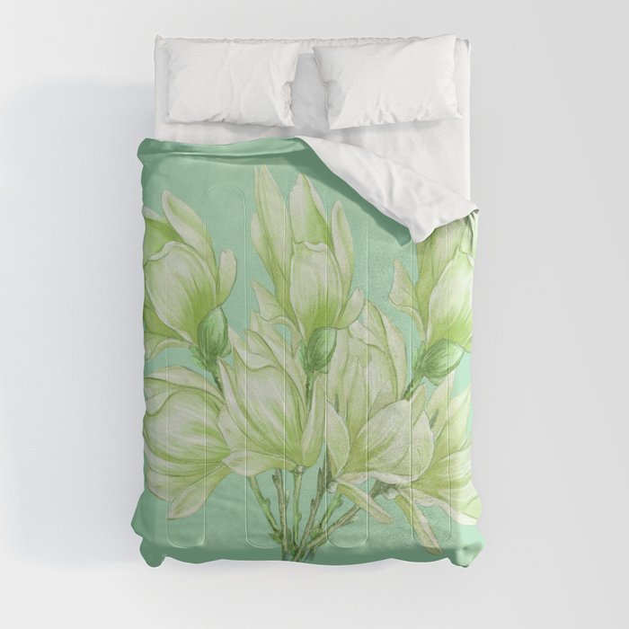 Bunch Of Light Green Flowers Comforter