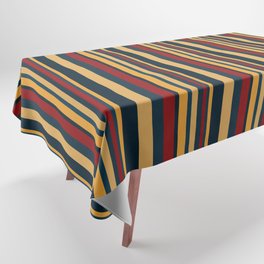 Navy blue and gold retro stripes Tablecloth