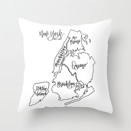 NYC Boroughs Throw Pillow