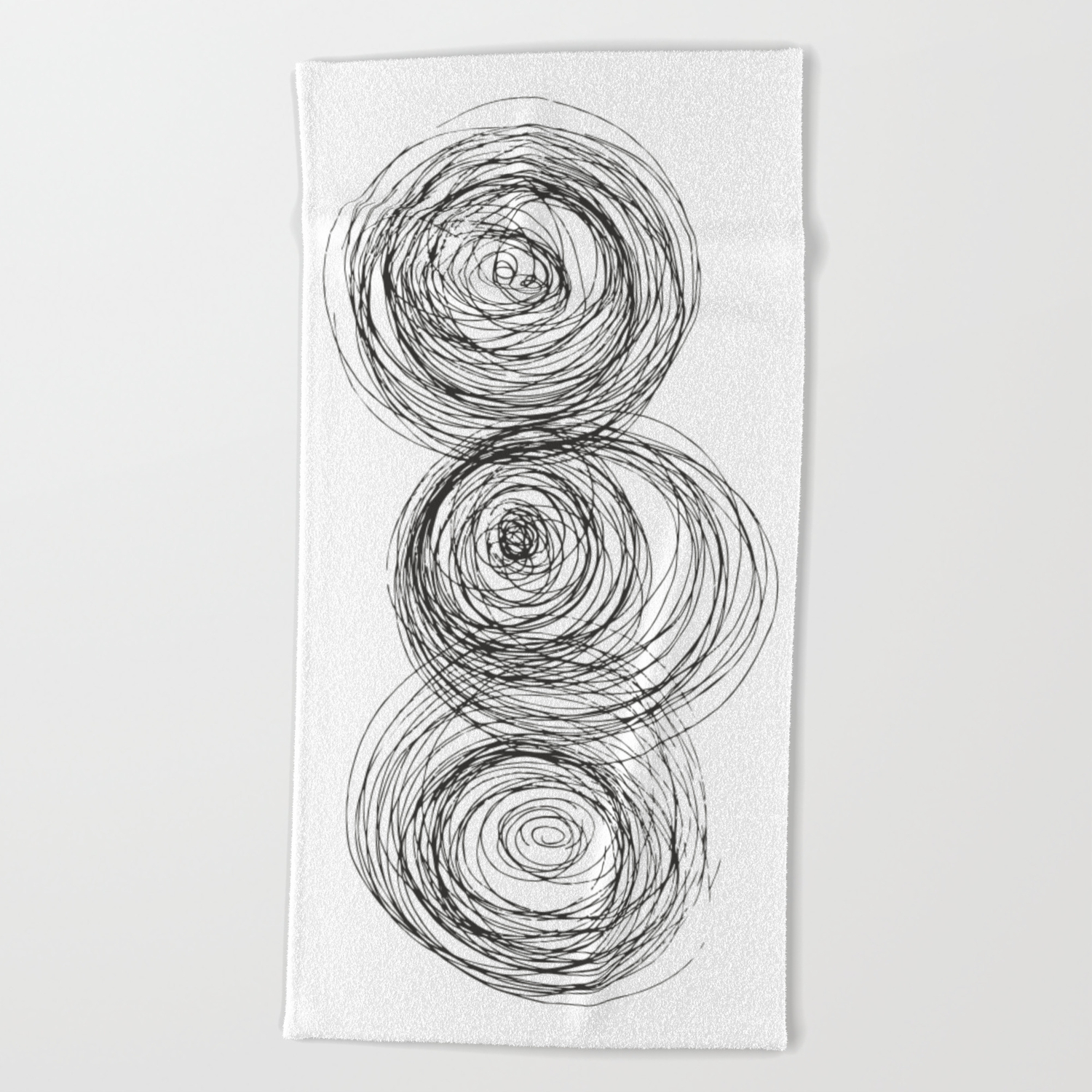 Modern Abstract Art Black And White Drawing Beach Towel By