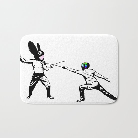 music battle fencing Bath Mat