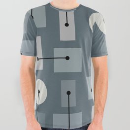 Atomic Age Simple Shapes Slate Gray All Over Graphic Tee