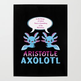 Marvelous Amphibian Cartoon Cute Kawaii Axolotl Poster
