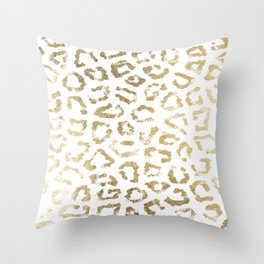 Modern white chic faux gold foil leopard print Throw Pillow