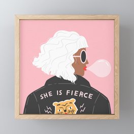 She is Fierce Pink Framed Mini Art Print