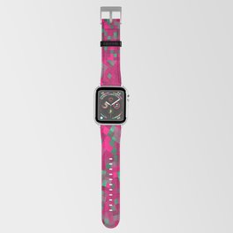 geometric pixel square pattern abstract background in pink green Apple Watch Band