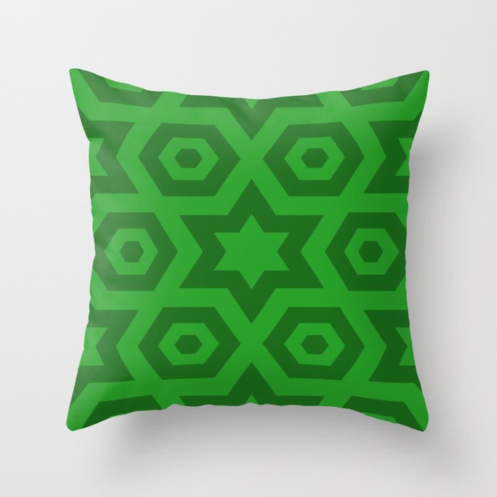 Modern Abstract Geometric Stars - Green - Matching Set 2 of 2 Throw Pillow