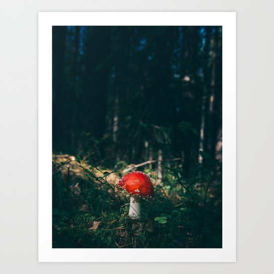 Little Red Mushroom in the Forest Art Print