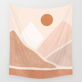 Warm Neutral mountain sun Wall Tapestry