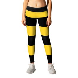 Yellow and Black Honey Bee Horizontal Cabana Tent Stripes Leggings | Tent, Digital, Bee, Large, Horizontal, Yellowstripe, Yellowandblack, Cabana, Honeybee, Honey 