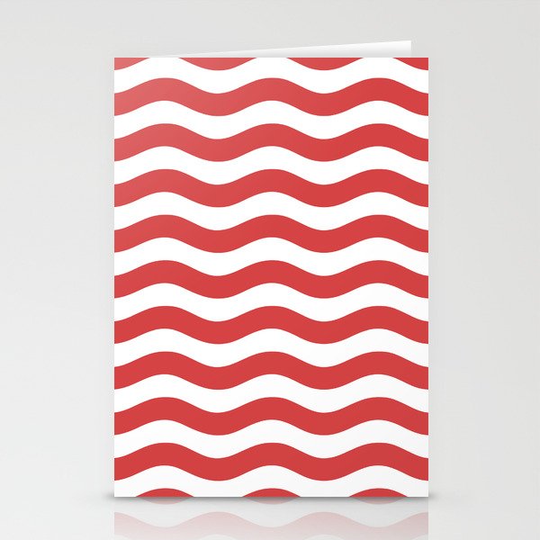 Red Nautical Waves Stationery Cards