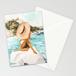 Sunbathing woman in Sardinia, Italy Stationery Cards