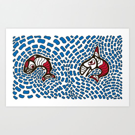 Salmon vs. Whale Art Print
