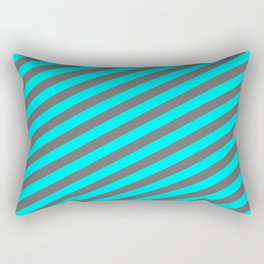 [ Thumbnail: Dim Grey and Cyan Colored Stripes Pattern Rectangular Pillow ]