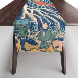 Waterfall on Kurokami Mountain in Shimotsuke by Hokusai Table Runner