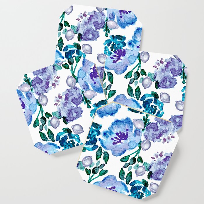 fleur - blue Coaster