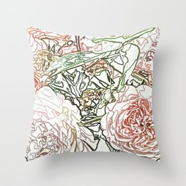 Pencil Sketched Roses Throw Pillow