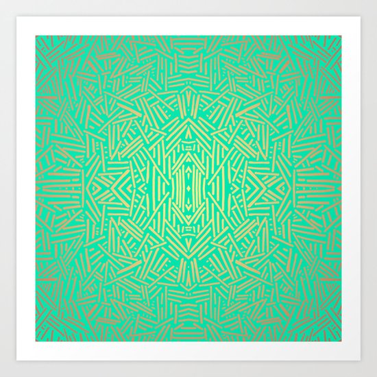 Radiate (Yellow/Ochre Teal- non metallic) Art Print